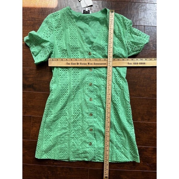 Stockholm Atelier Other Story’s NWT Green Button Down Tie Back Summer Dress Sz 6 - Picture 6 of 8